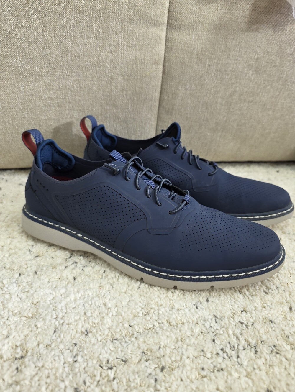 Men's 9 Real Suede Leather Navy Casual Lace-Up Sneakers
